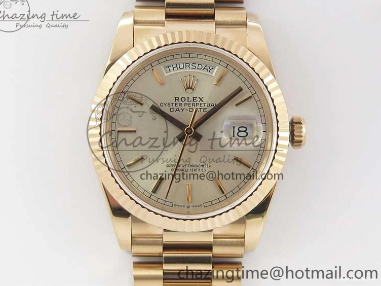 0111 Sophisticated Day-Date 36 RG 128239 Bp Maker Best Edition Silver Dial on RG President Bracelet 3132